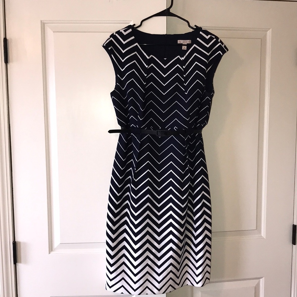 Adorable Size 12 Navy and White Dress with Belt! 💙🤍